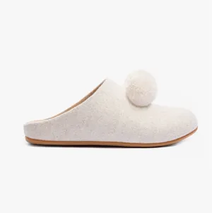 FitFlop CHRISSIE POM POM Womens Mule Slippers Ivory