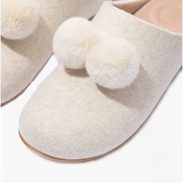 FitFlop CHRISSIE POM POM Womens Mule Slippers Ivory