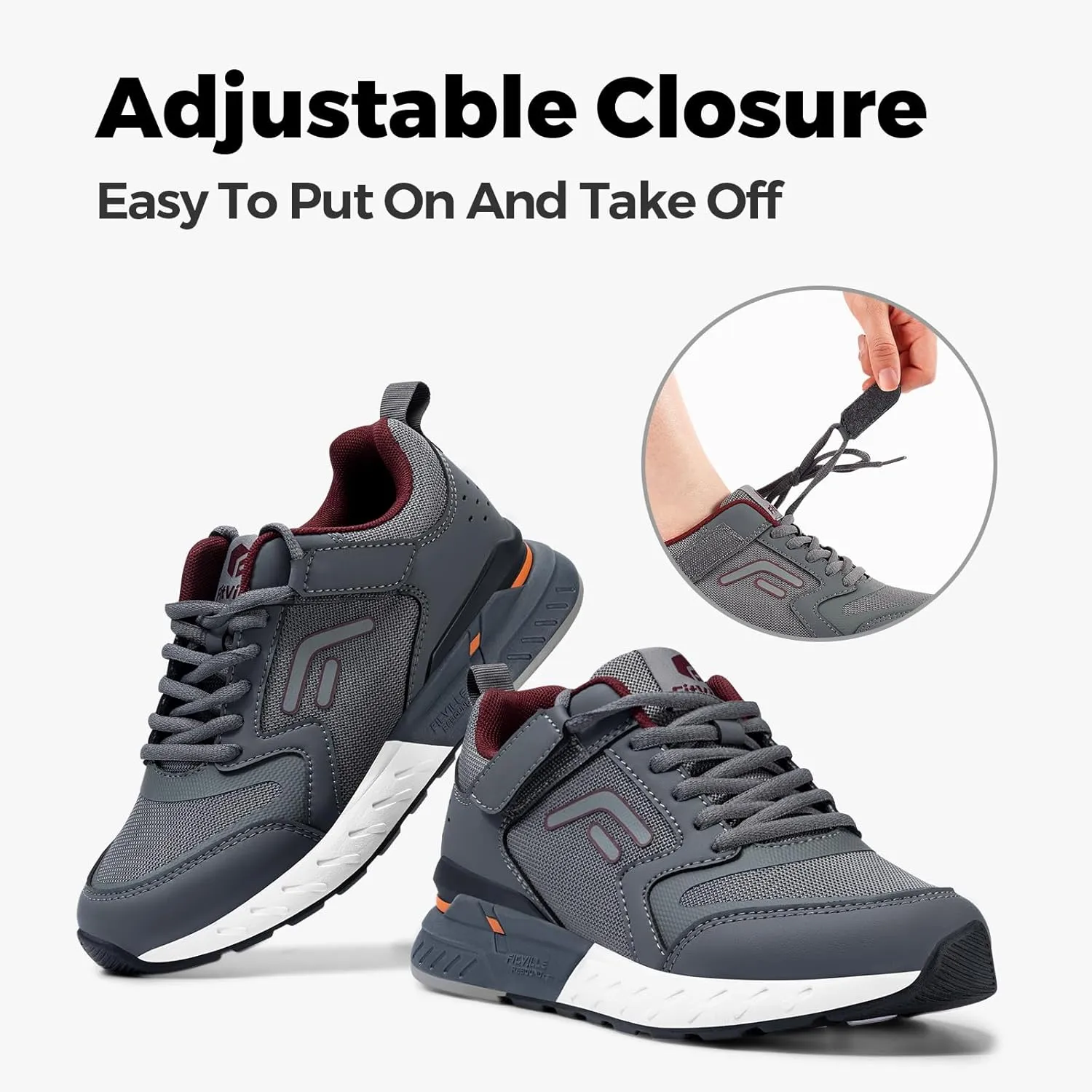 FitVille Women's Walking Shoes Wide Width Sneakers Comfort Diabetic Shoes Plantar Fasciitis Shoes for Flat Feet Heel Pain Relief - Rebound Core V7