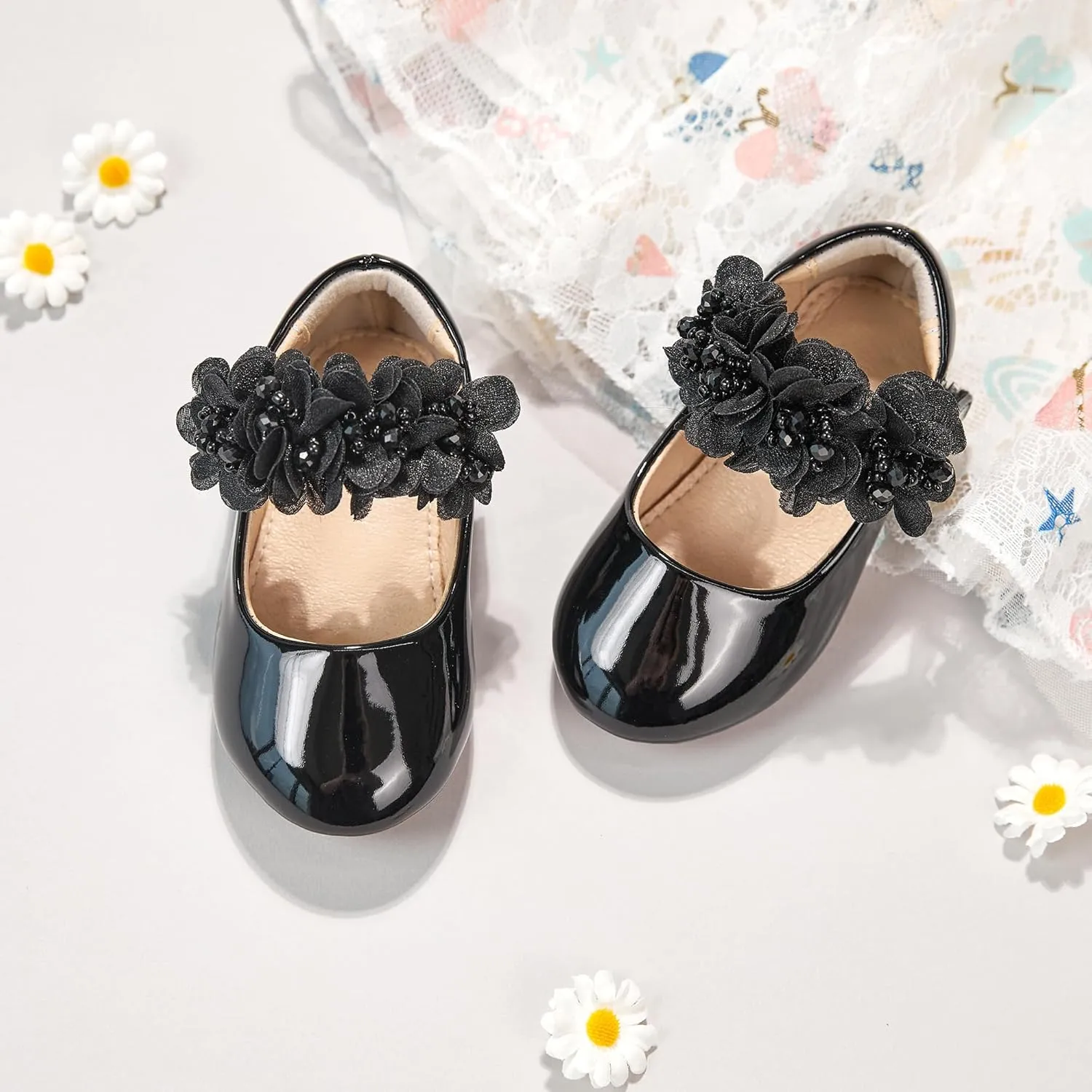 Flaryzone Toddler/Little Girls' Ballerina Flat Mary Jane Princess Dress Shoes - Wedding School Party