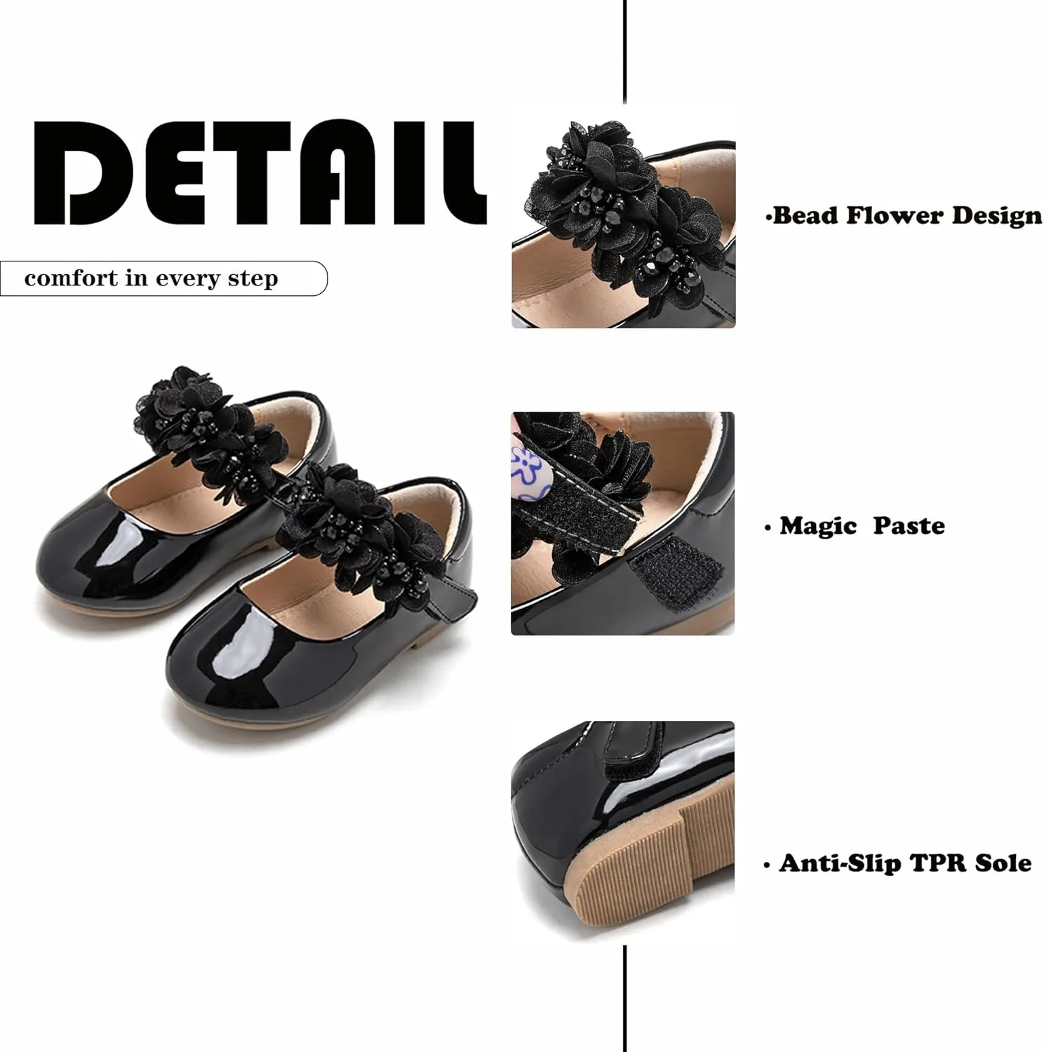 Flaryzone Toddler/Little Girls' Ballerina Flat Mary Jane Princess Dress Shoes - Wedding School Party