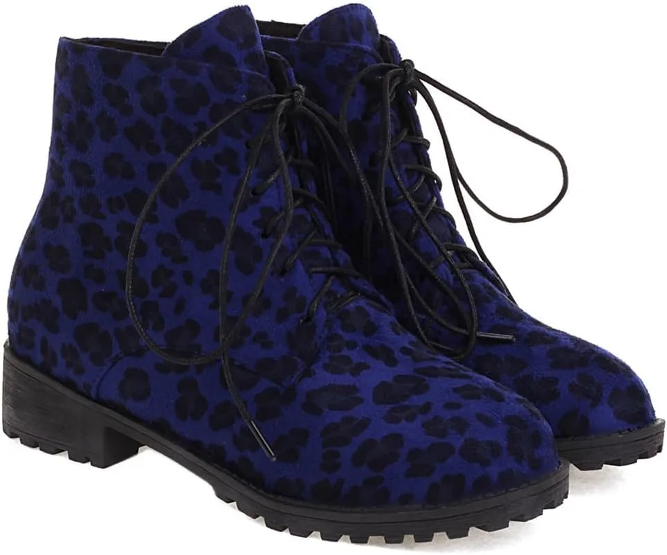 Flat Low Heels Lace Up Ankle Boots For Womens Casual Round Toe Suede Winter Dressy Short Booties