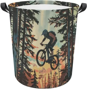 Forest Off-Road Riding Large Laundry Basket Laundry Hamper Bag Washing Bin Collapsible Tall With Handles Travel Bathroom College