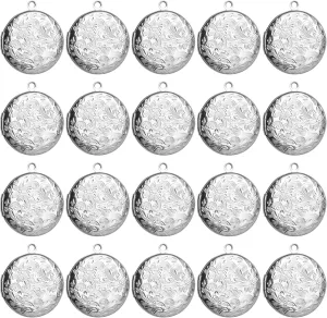 Framendino, 20 Pack Silver Stainless Steel Locket Charms Flat Round Photo Frame Charm Pendants for DIY Memorial Necklace Jewelry Making