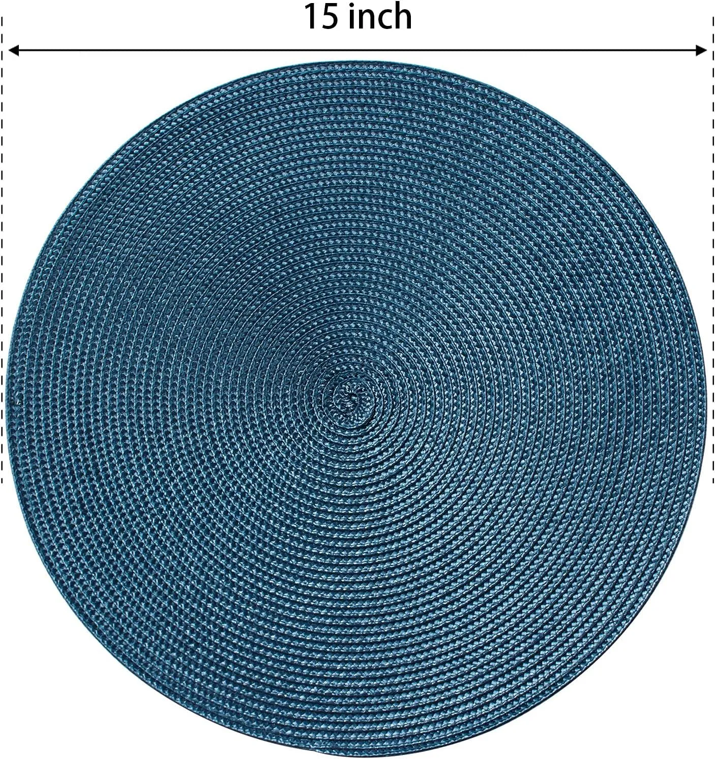 FunWheat Round Braided Placemats Set of 6 Table Mats for Dining Tables Woven Washable Non-Slip Place mats 15 in(Blue, 6pcs)