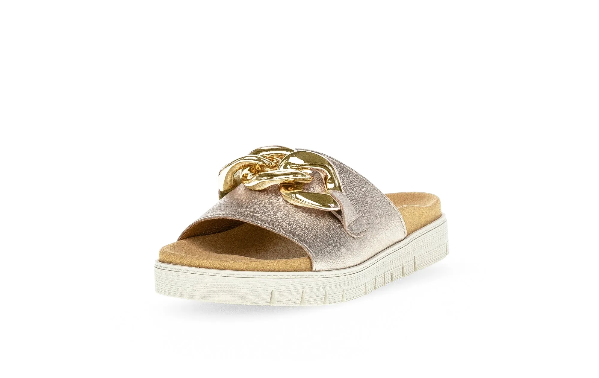 GABOR - 43.743.62 FLAT MULE WITH CHAIN DETAIL - GOLD