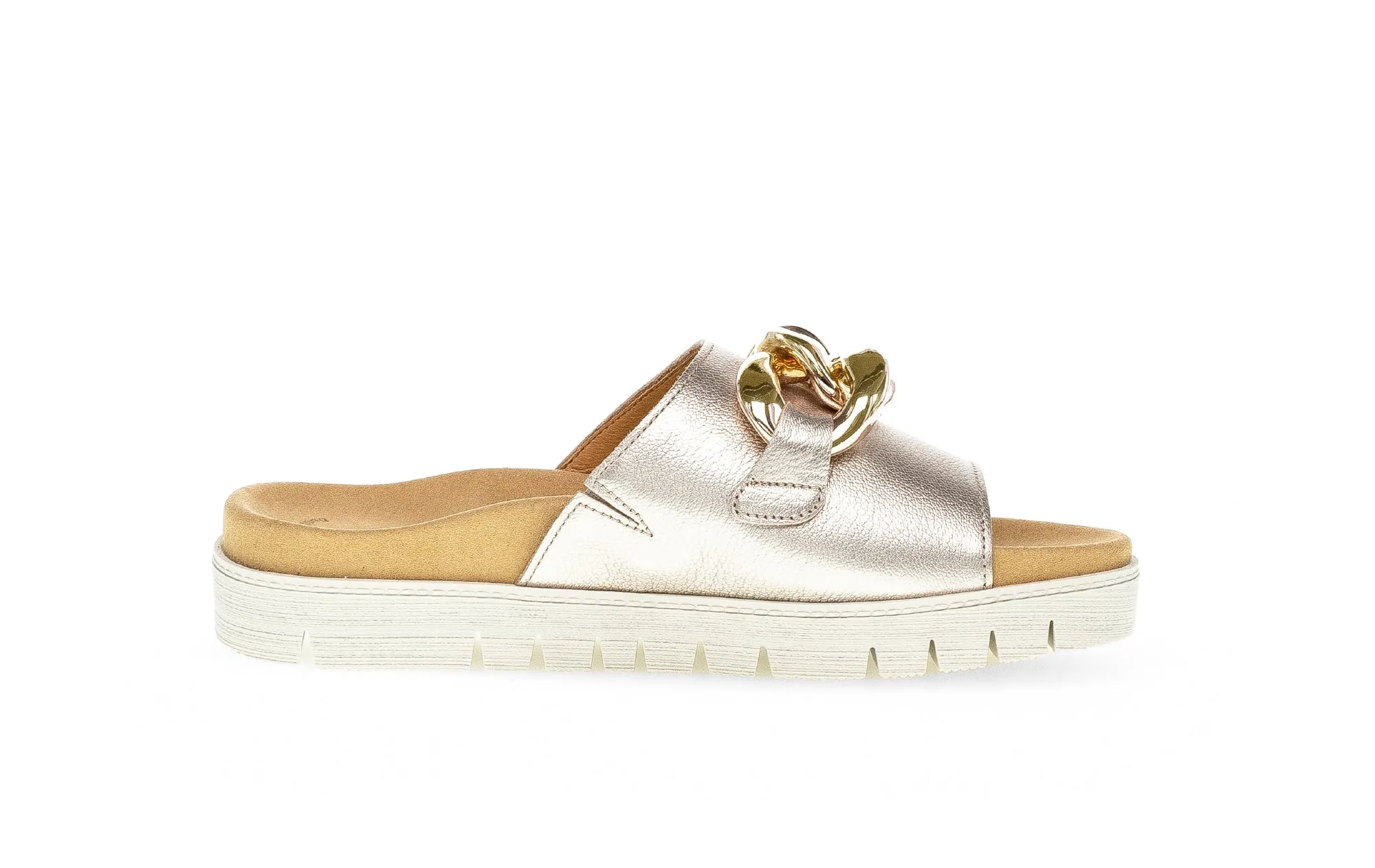 GABOR - 43.743.62 FLAT MULE WITH CHAIN DETAIL - GOLD