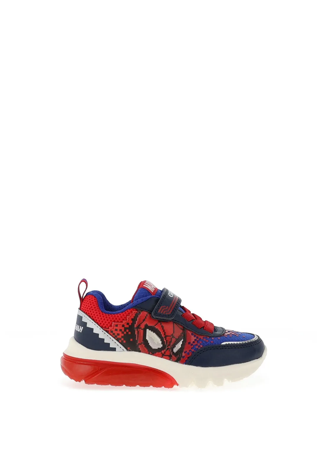 Geox Boys Lights Ciberdron Velcro Trainer, Multi