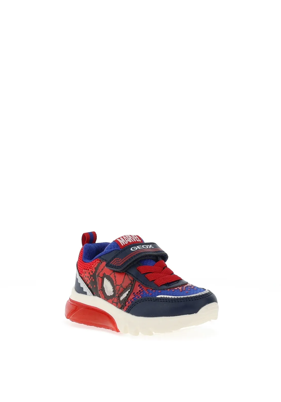 Geox Boys Lights Ciberdron Velcro Trainer, Multi