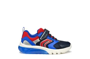 Geox Ciberdron Boys Navy Red Lights Trainer