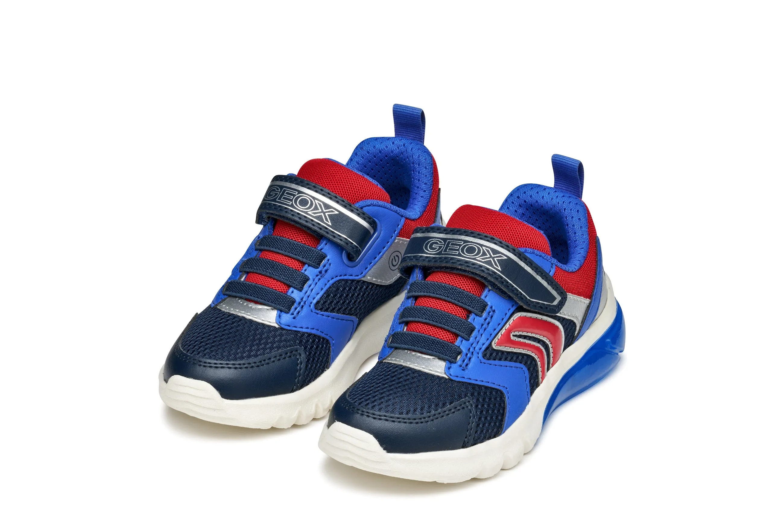 Geox Ciberdron Boys Navy Red Lights Trainer