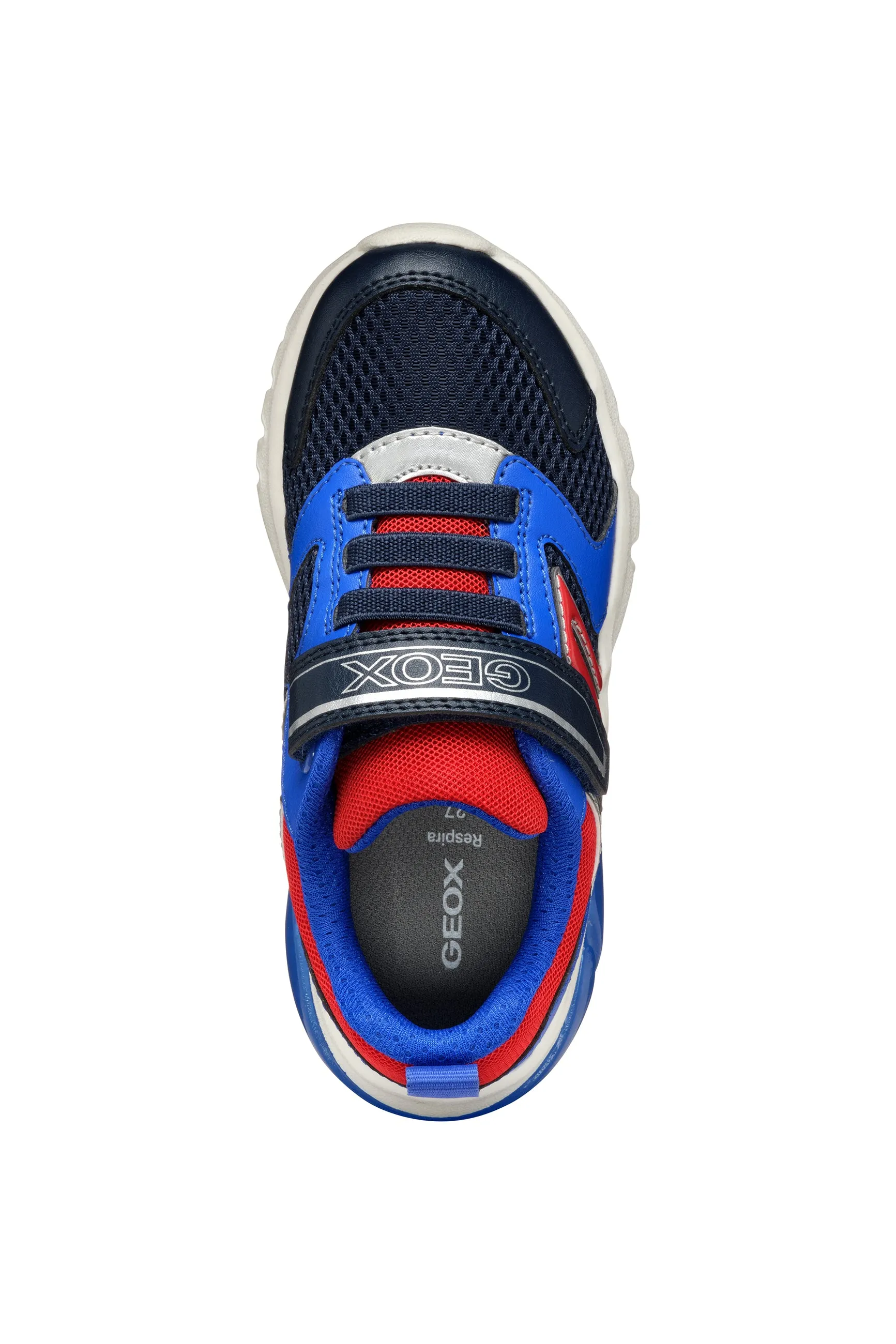 Geox Ciberdron Boys Navy Red Lights Trainer