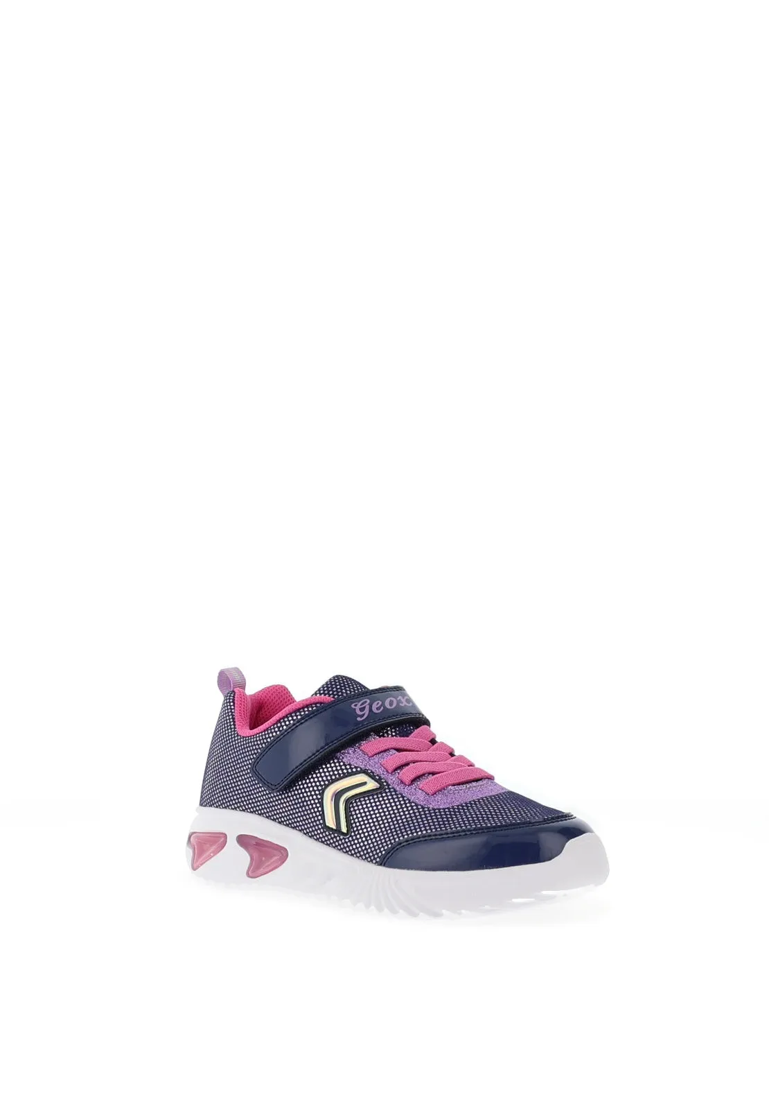 Geox Girls Lights Assister Velcro Trainer, Navy