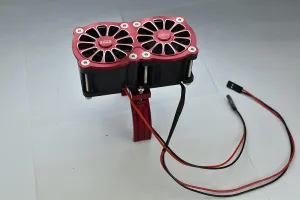 GPM Upgrades Aluminum 7075-T6 Motor Heatsink with Dual Cooling Fan and Adjustable Mount for 1/5 Kraton 8S BLX Monster Truck (ARA110002) (ARA5810) 1/5 X-MAXX XO-01 RC Cars (red)