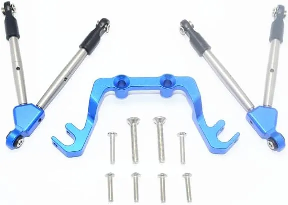 GPM Upgrades Aluminum Front Tie Rods with Stabilizer for C Hub -11Pc Set for 1/10 Slash 4X4 Lcg 68086-21 RC Car (Blue)