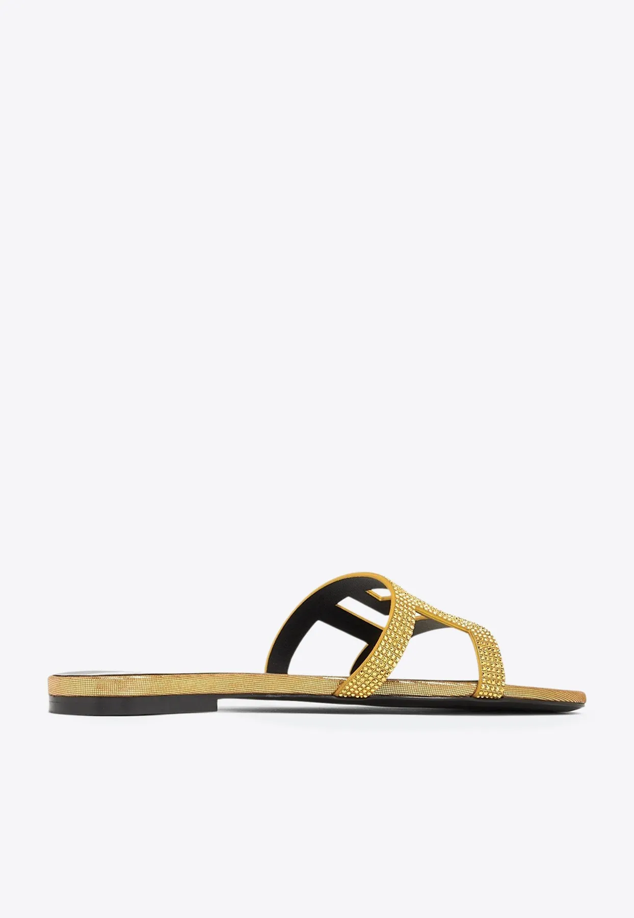 Greca Maze Flat Crystal Embellished Sandals