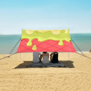Green and Yellow Ice Cream Beach Camping Tent Sun Shelter for Whole Family, Beach Shade Canopy with UPF50  UV Protection,Easy Set Up and Carry,Outdoor Shade for Trips, Fishing, Backyard Fun Pic