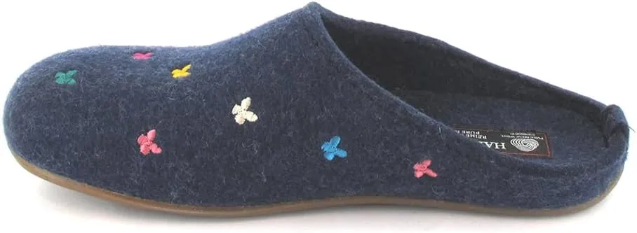 HAFLINGER Fafalline Wool Felt Butterfly Motif Womens Slip On Mule Slippers Unisex