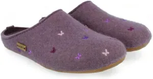 HAFLINGER Fafalline Wool Felt Butterfly Motif Womens Slip On Mule Slippers Unisex