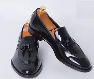 Handmade Patent Leather Tassel Shoes for Men