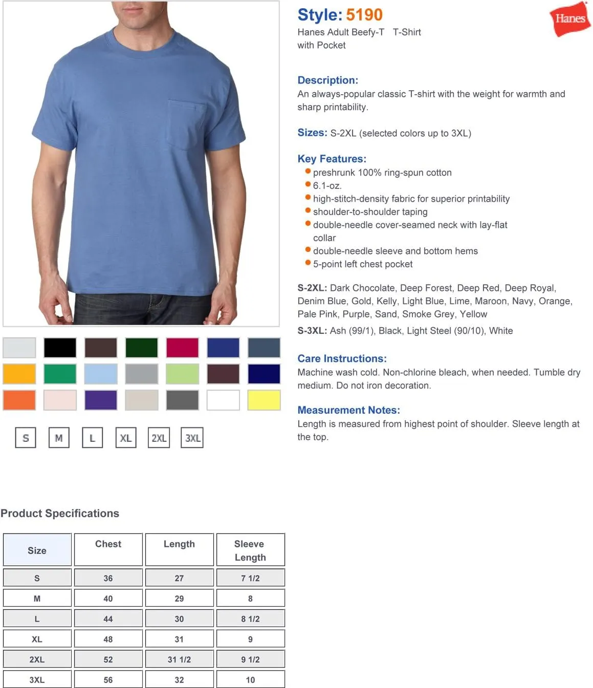 Hanes Men's Heavyweight Pocket T-Shirt, Beefy-T Full-Cut Cotton Pocket Tee for Men, Crewneck T-Shirt For Men, 1 or 2 Pack