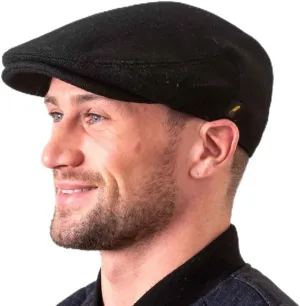 Hatman of Ireland Authentic Tweed Flat Cap 100% Irish Wool Handmade Ireland Men Casquette Navy Green Charcoal (US, Alpha, X-Large, Black)