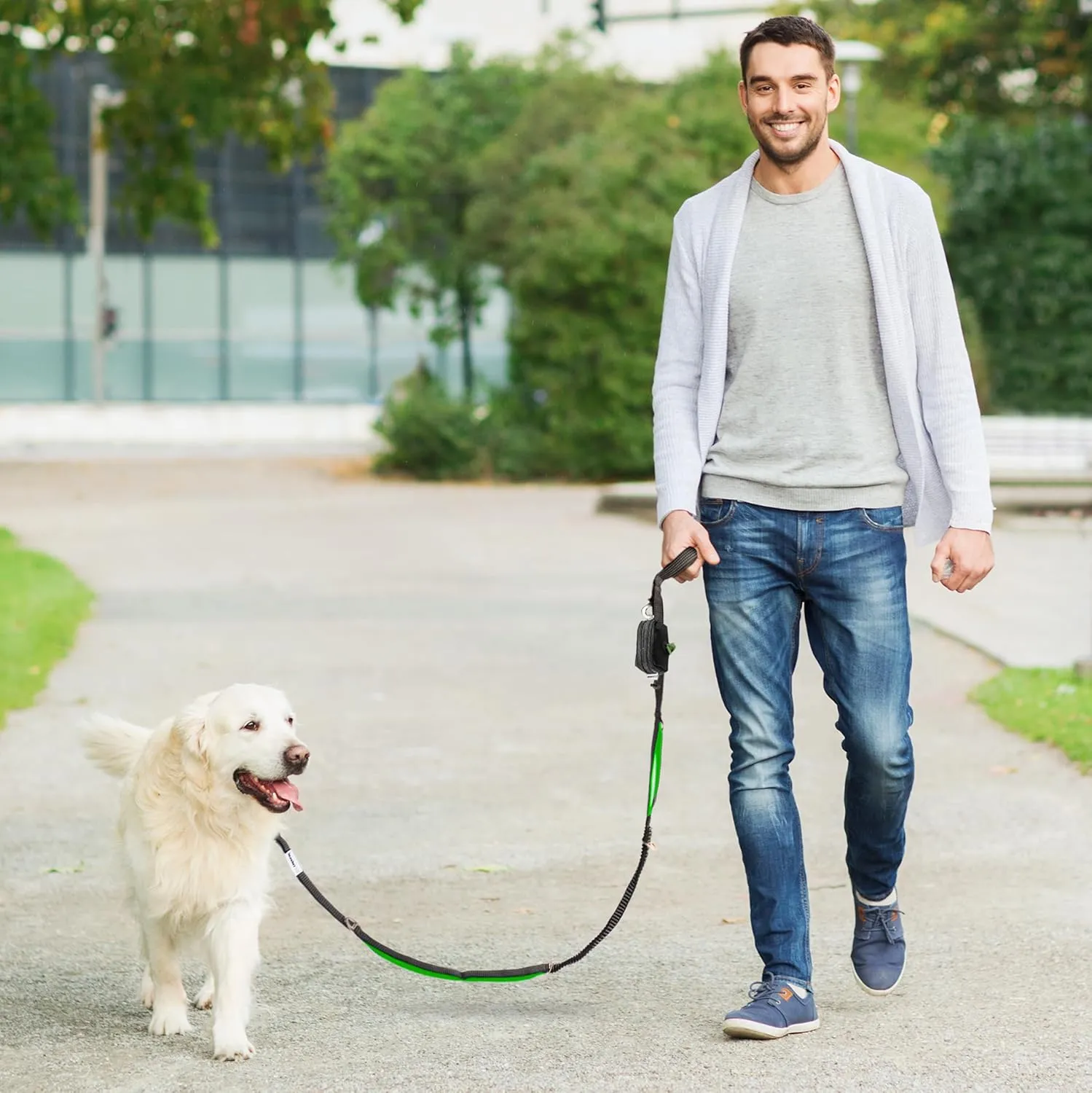 Heavy Duty Dog Leash for Large Dogs That Pull - Strong Bungee, 4 Padded Handles, 6ft, Poop Bag Holder with Treat Pouch, Highly Reflective, Multi Use Clips and Rings. by Leashrr 2.0 (Red)