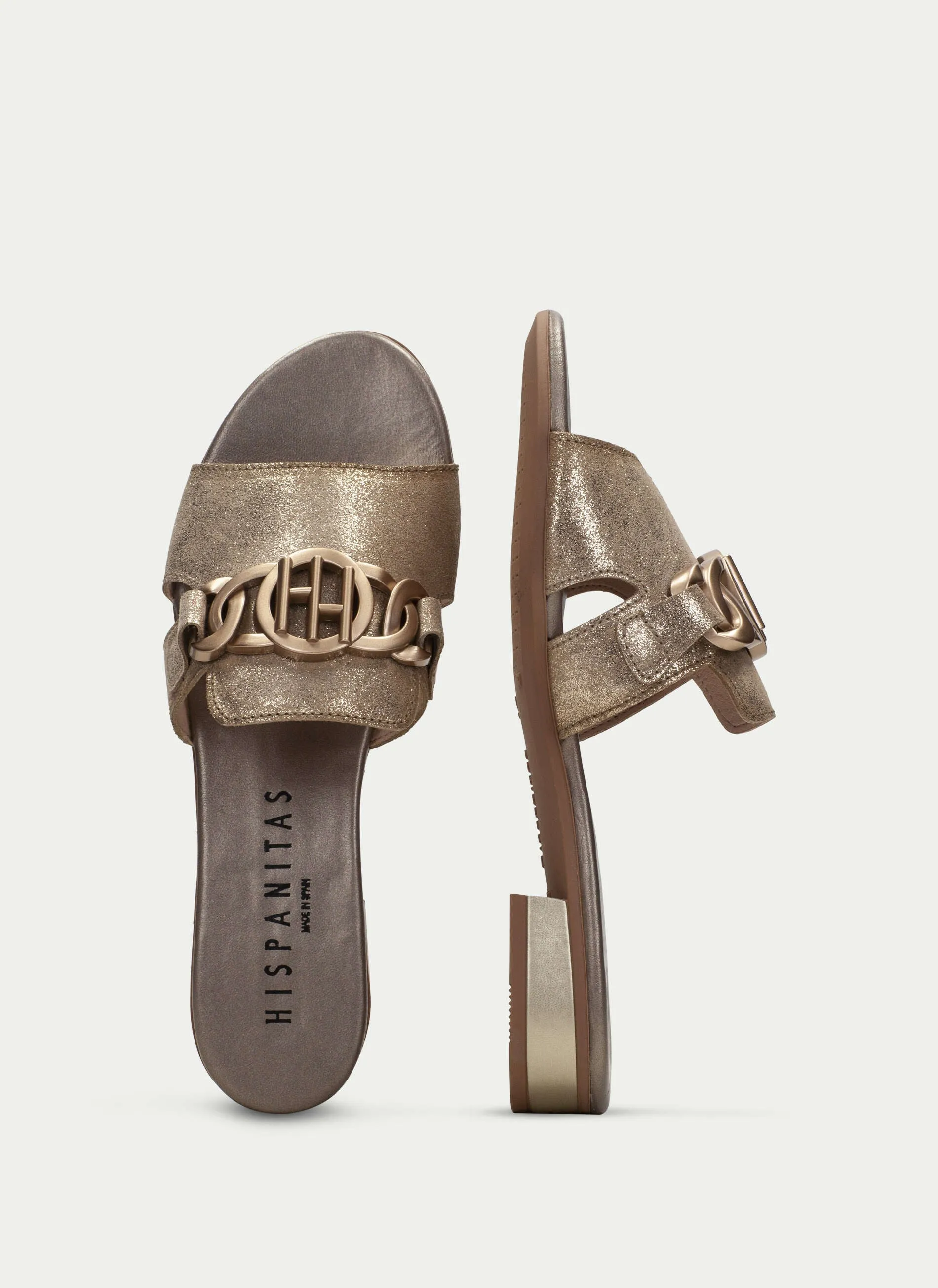 HISPANITAS - HV243268 LOW HEEL FASHION MULE - GOLD
