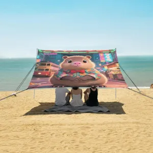 Hong Kong Capybara Beach Camping Tent Sun Shelter for Whole Family, Beach Shade Canopy with UPF50  UV Protection,Easy Set Up and Carry,Outdoor Shade for Trips, Fishing, Backyard Fun Picnics