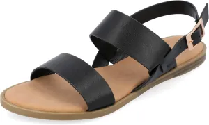 Journee Collection Women's Lavine Multi Strap Flat Sandals - 6 Medium - Black