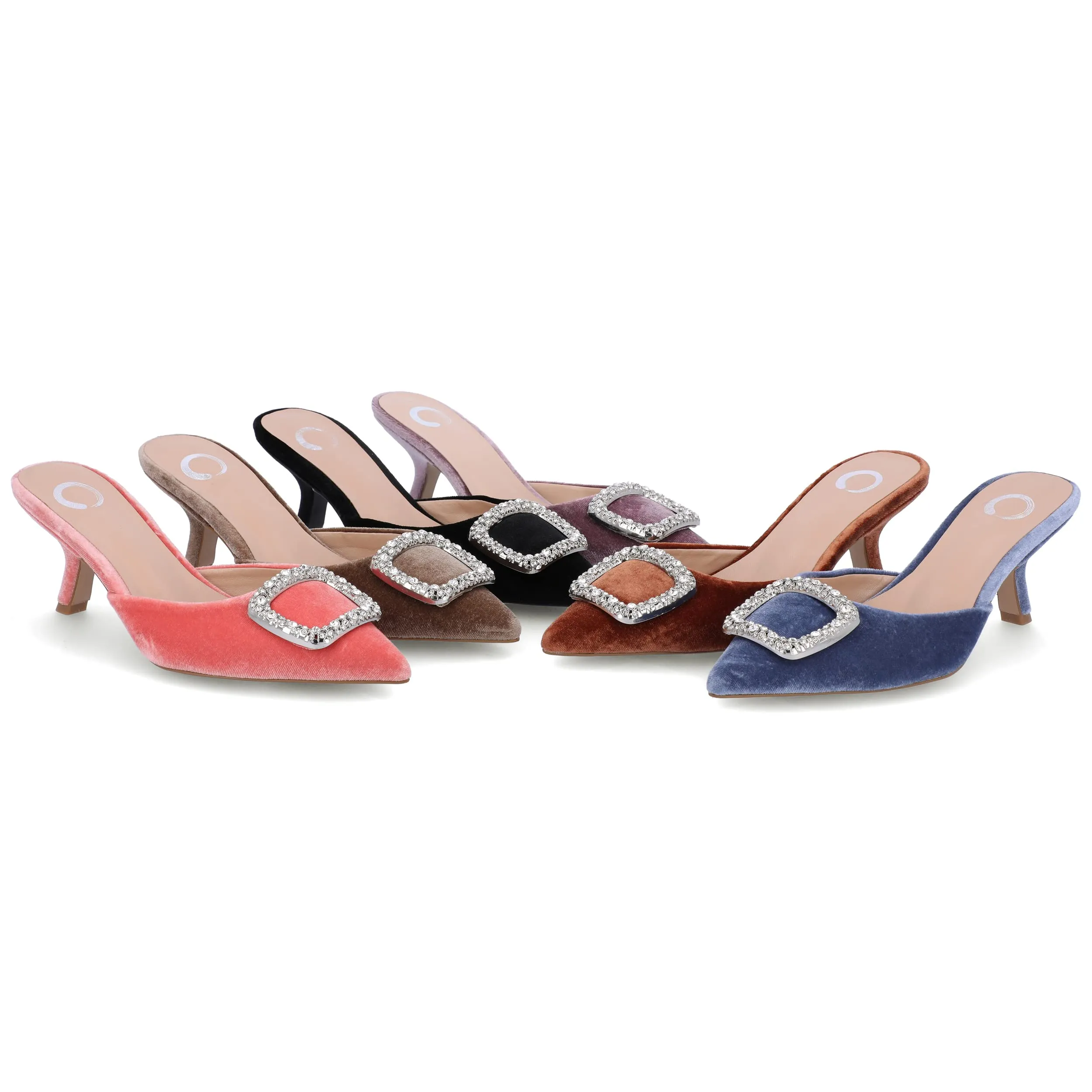 Journee Womens Rishie Slip On Kitten Heel Mule Evening Pumps