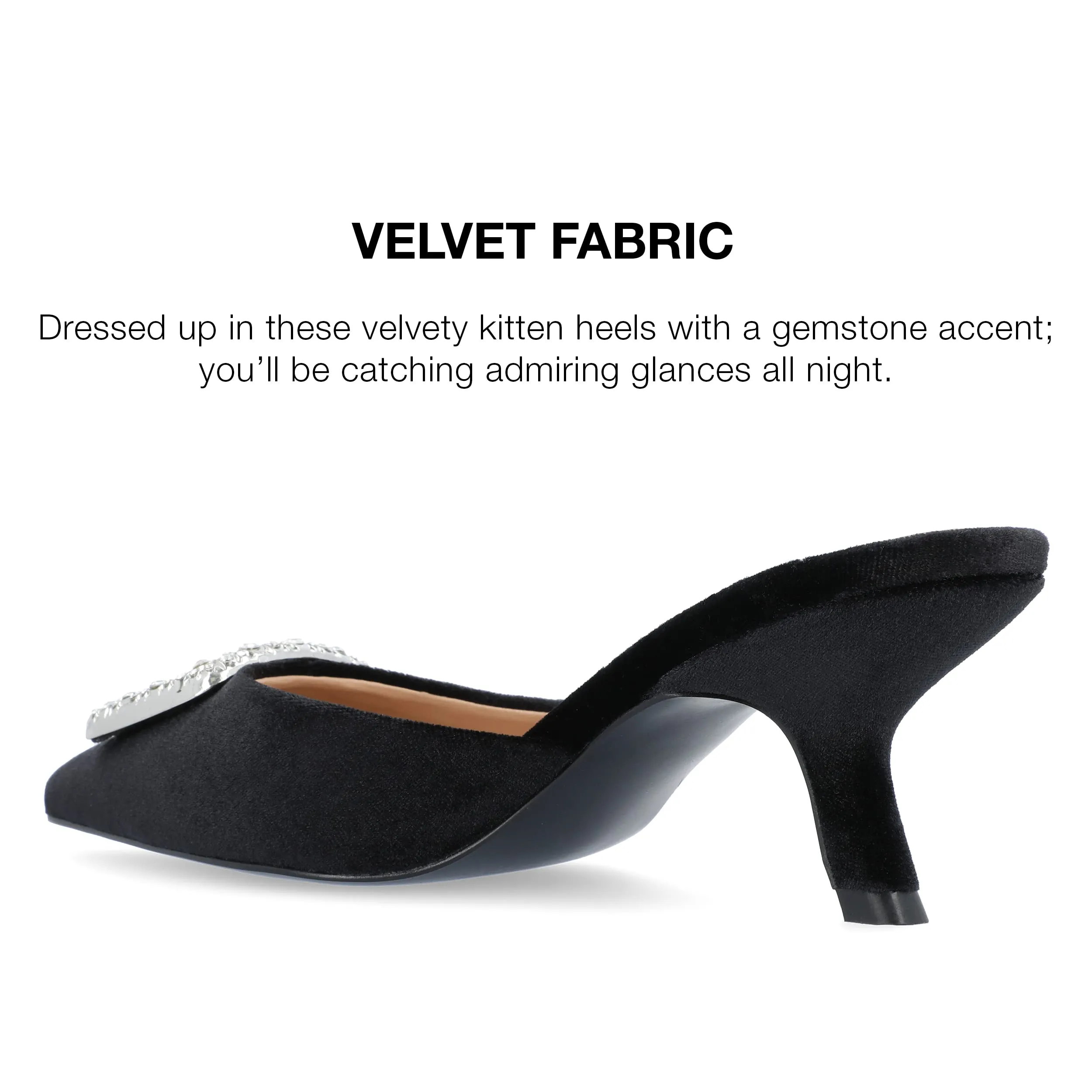 Journee Womens Rishie Slip On Kitten Heel Mule Evening Pumps
