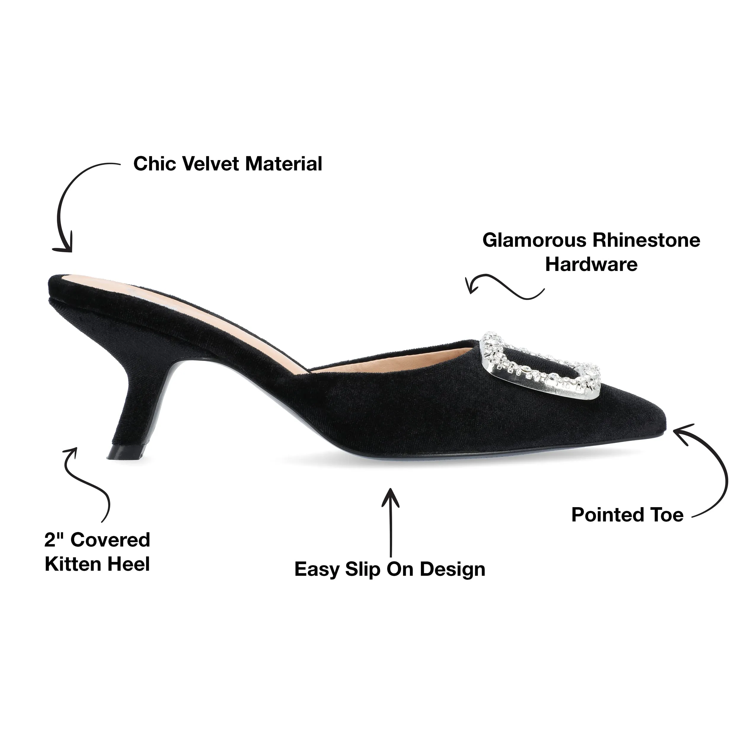 Journee Womens Rishie Slip On Kitten Heel Mule Evening Pumps
