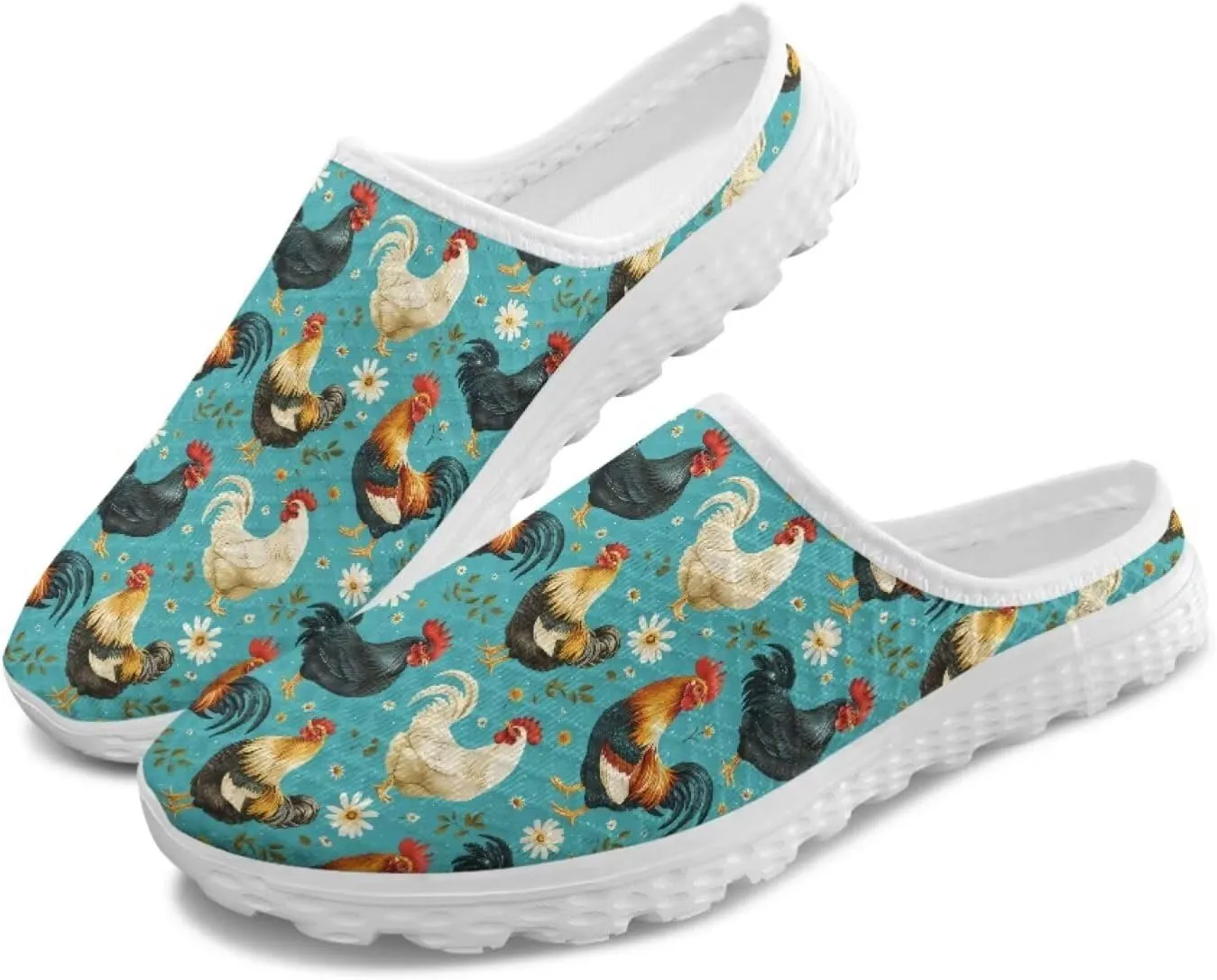 JoyLamoria Animal Pattern Womens Shoes Mule Backless Sneakers Sport Fashion Clog Casual Soft Lightweight Slip on Mesh