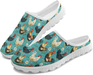JoyLamoria Animal Pattern Womens Shoes Mule Backless Sneakers Sport Fashion Clog Casual Soft Lightweight Slip on Mesh