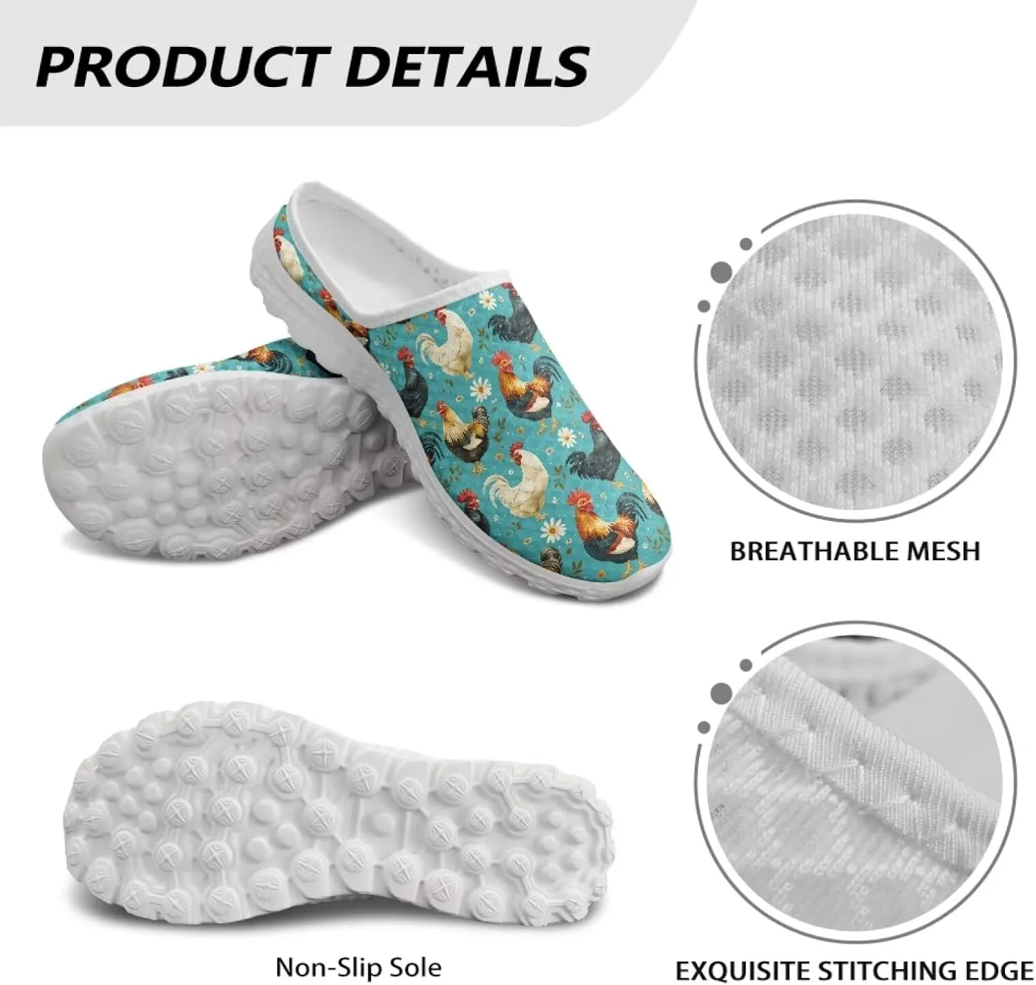 JoyLamoria Animal Pattern Womens Shoes Mule Backless Sneakers Sport Fashion Clog Casual Soft Lightweight Slip on Mesh