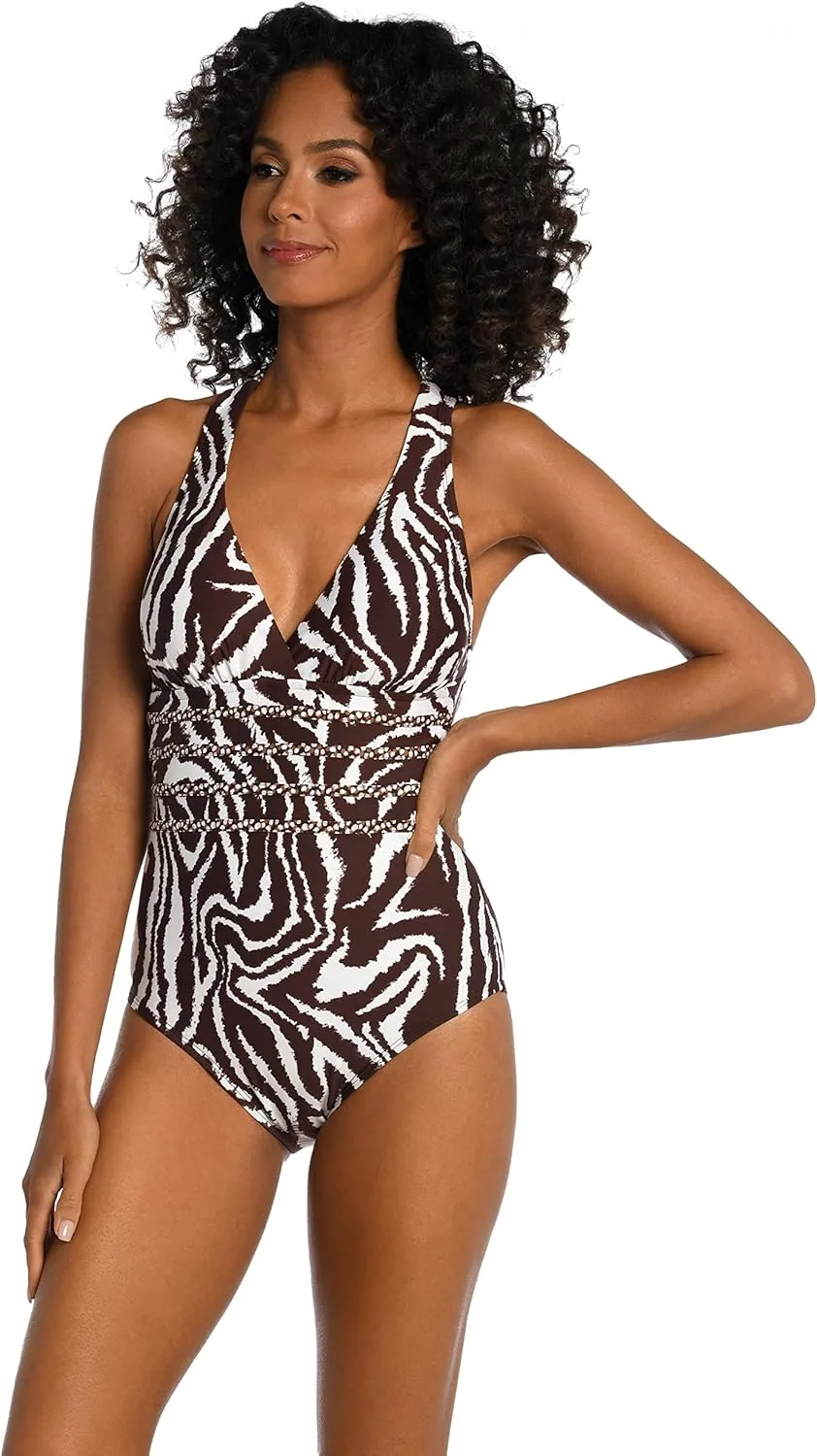 La Blanca Women's Multi Strap Cross Back One Piece Swimsuit