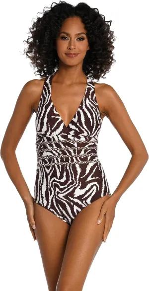 La Blanca Women's Multi Strap Cross Back One Piece Swimsuit