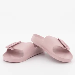 Ladies Moulded Slip On Mule With Buckle - Mink