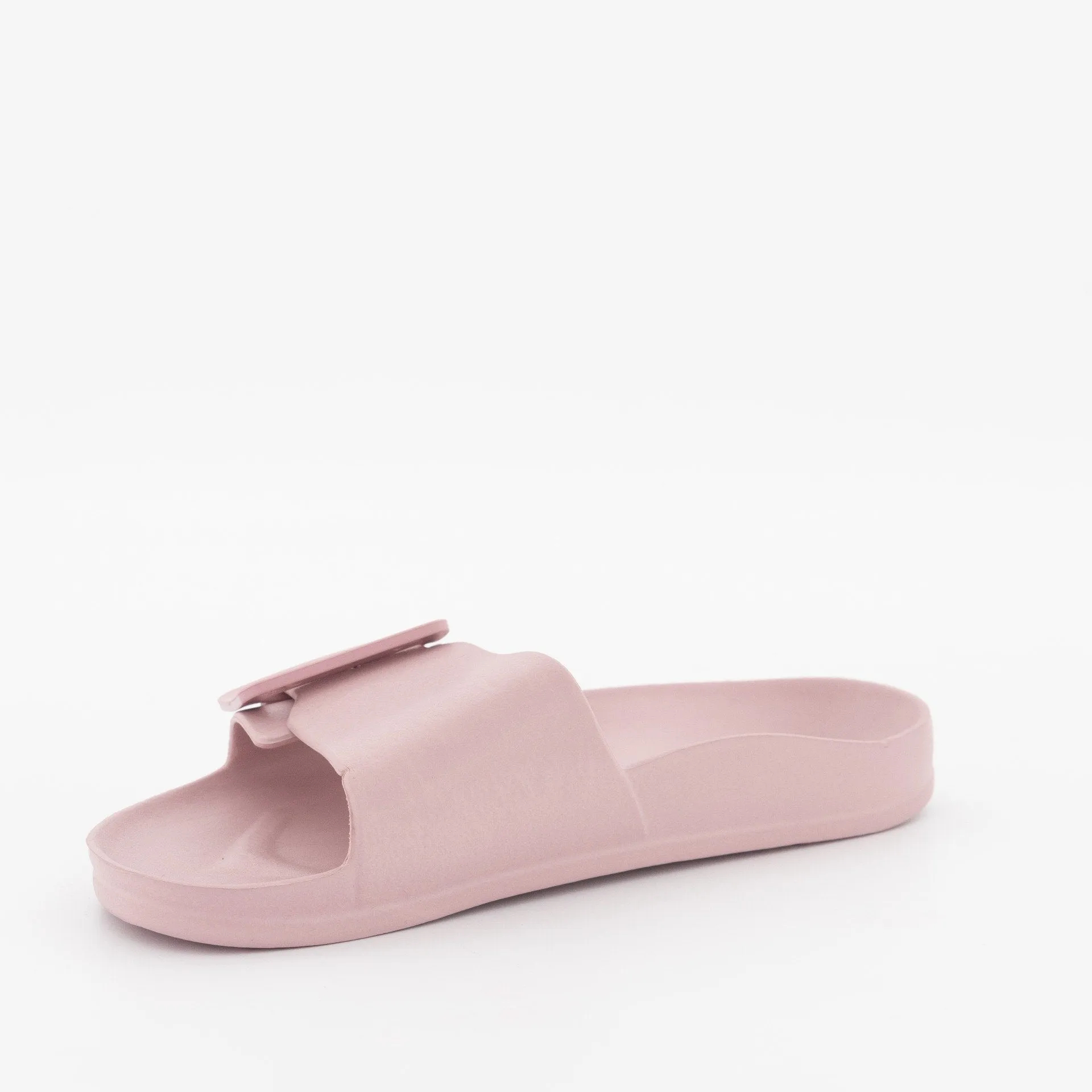 Ladies Moulded Slip On Mule With Buckle - Mink