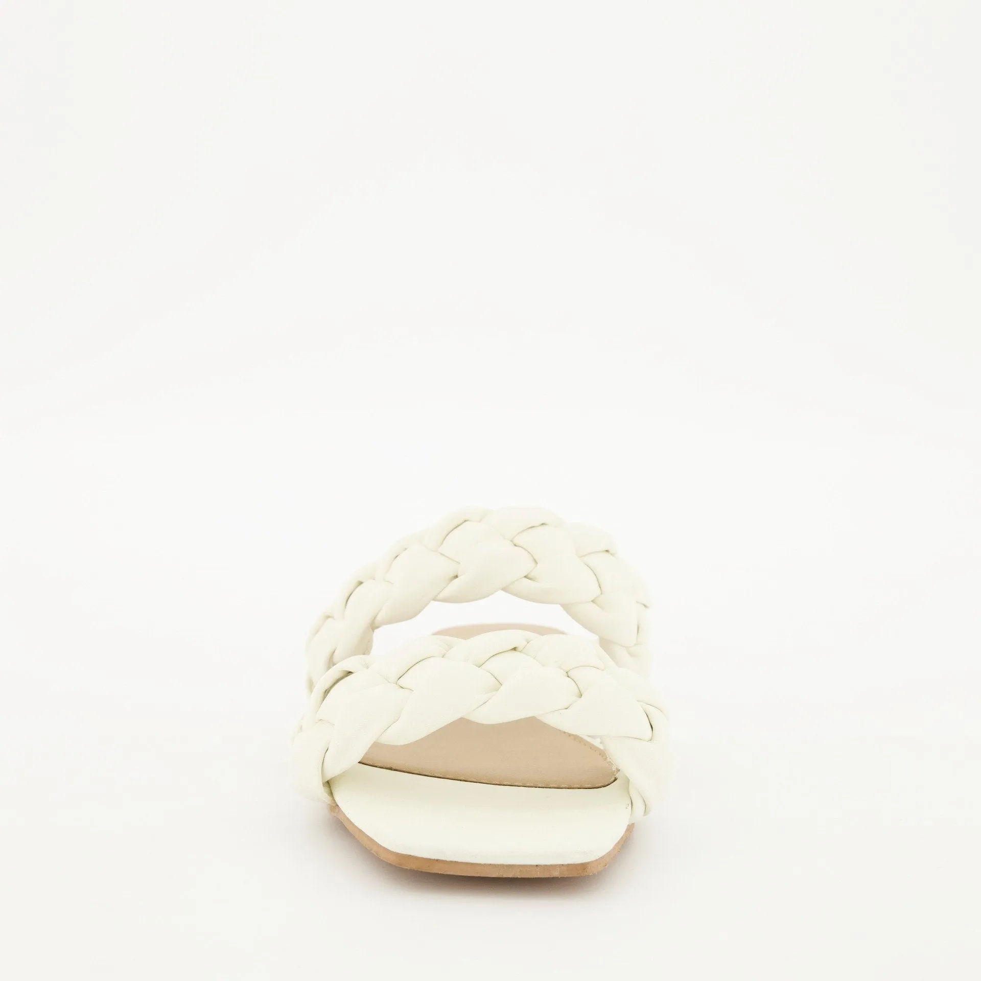 Ladies White Double Thick Plaited Mule