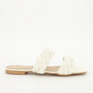 Ladies White Double Thick Plaited Mule