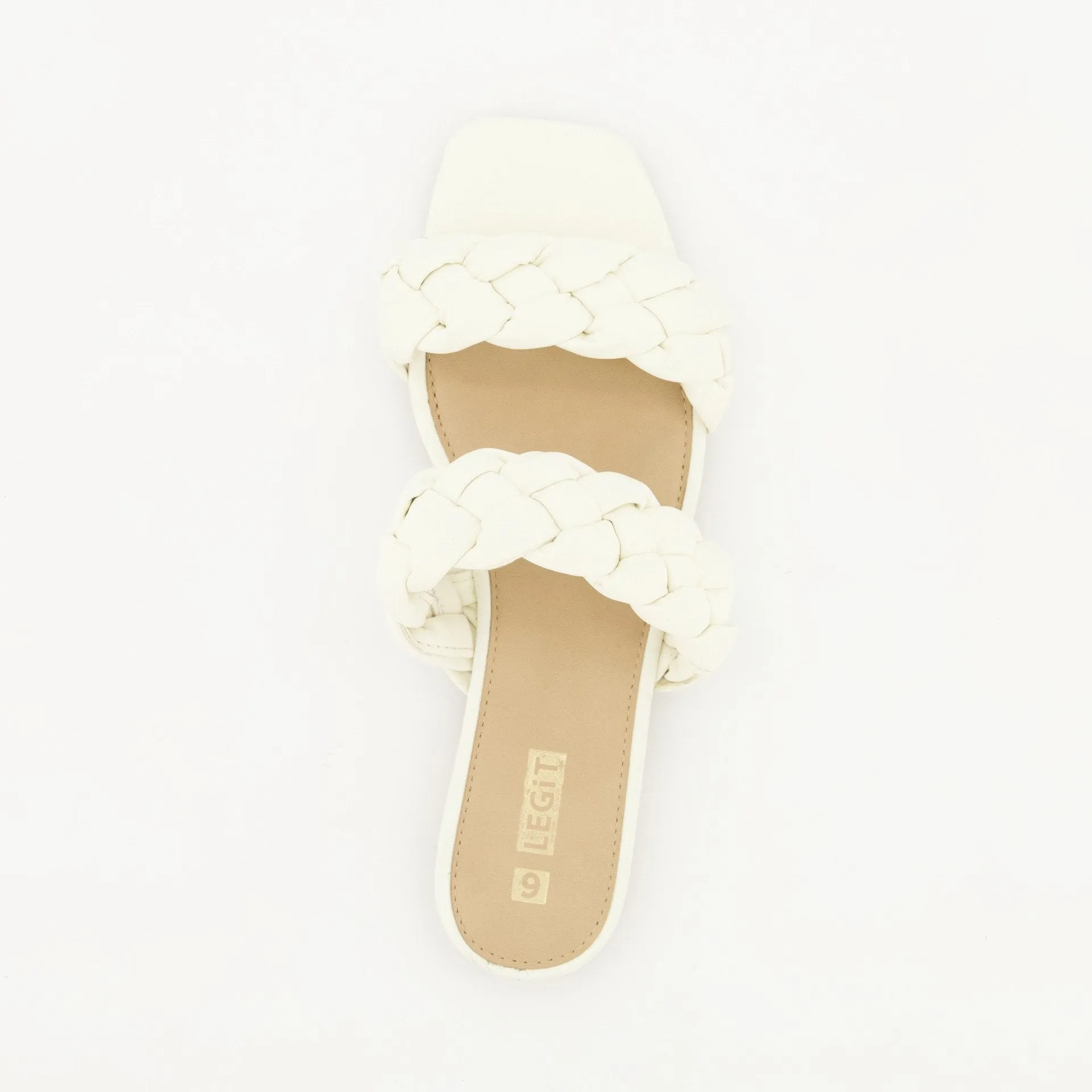 Ladies White Double Thick Plaited Mule