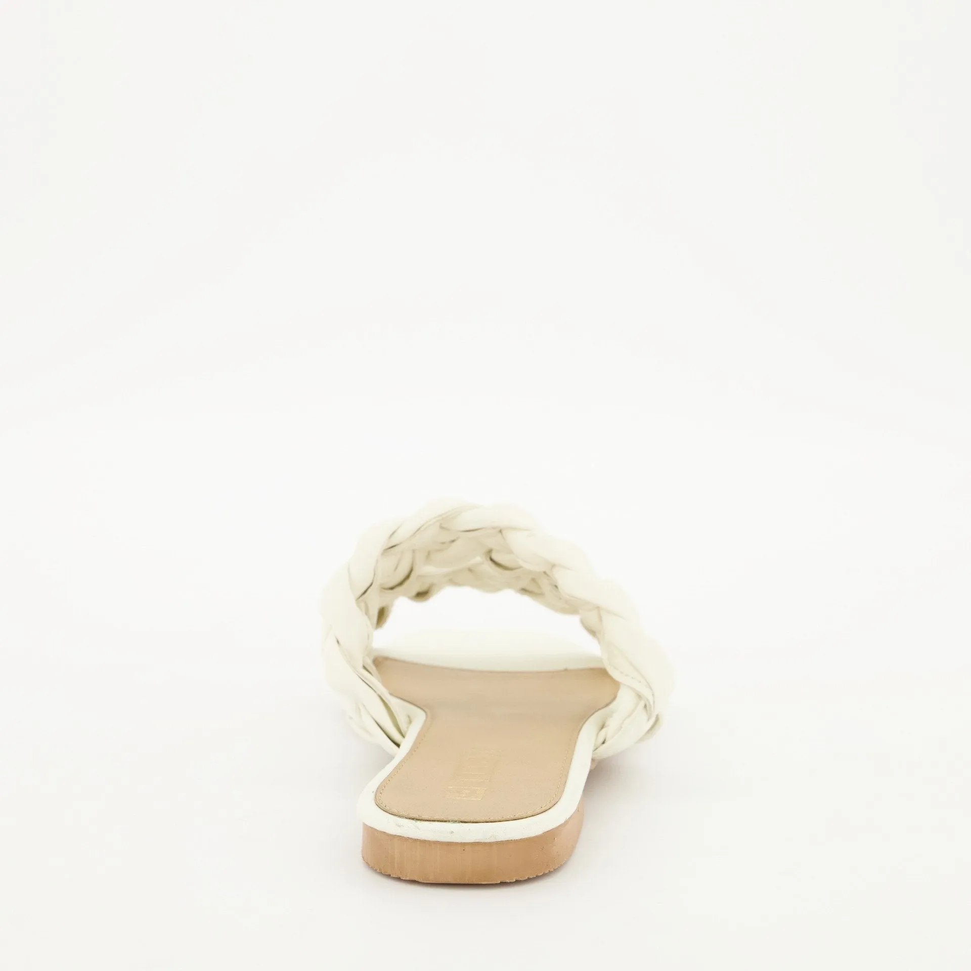 Ladies White Double Thick Plaited Mule