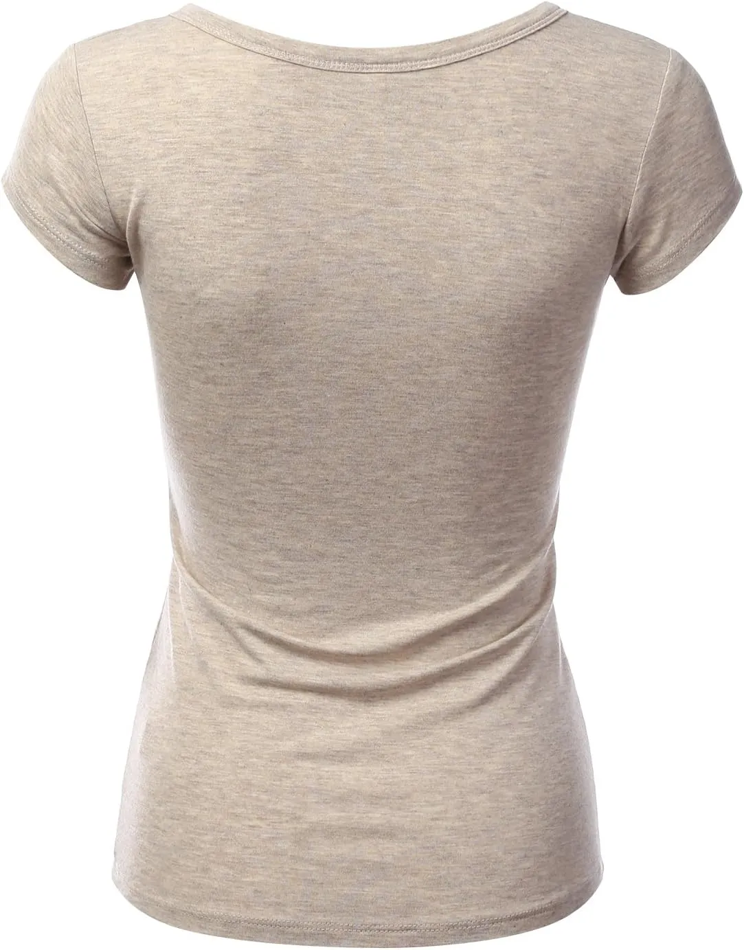 LALABEE Women's Deep V-Neck Short Sleeve Basic Henley Button T-Shirt for Women