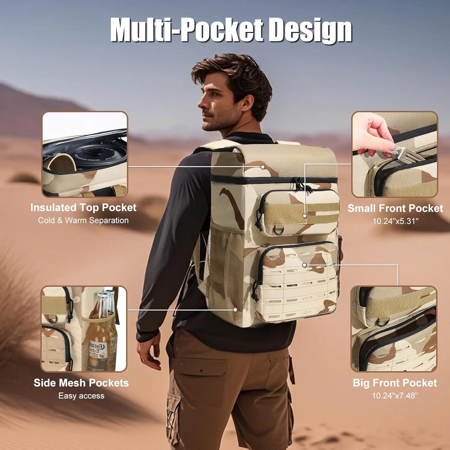 Large Cooler Backpack, Insulated Leak Proof Waterproof Travel Bag, Portable Lightweight Beach Camping Lunch Backpack for Men and Women