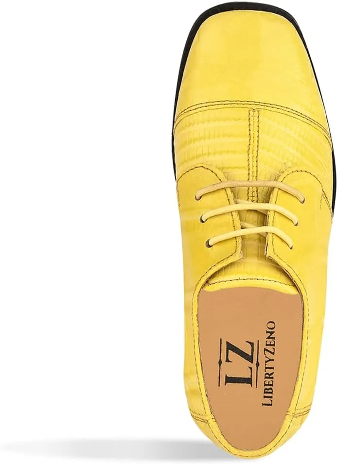 LIBERTYZENO Boys Animal Print Genuine Leather Kids Lace Up Oxford Dress Shoes for Easter Gift