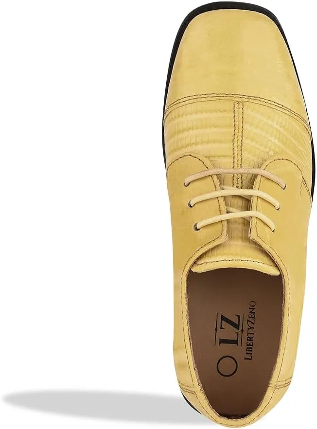 LIBERTYZENO Boys Animal Print Genuine Leather Kids Lace Up Oxford Dress Shoes for Easter Gift