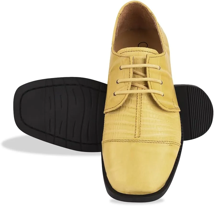 LIBERTYZENO Boys Animal Print Genuine Leather Kids Lace Up Oxford Dress Shoes for Easter Gift