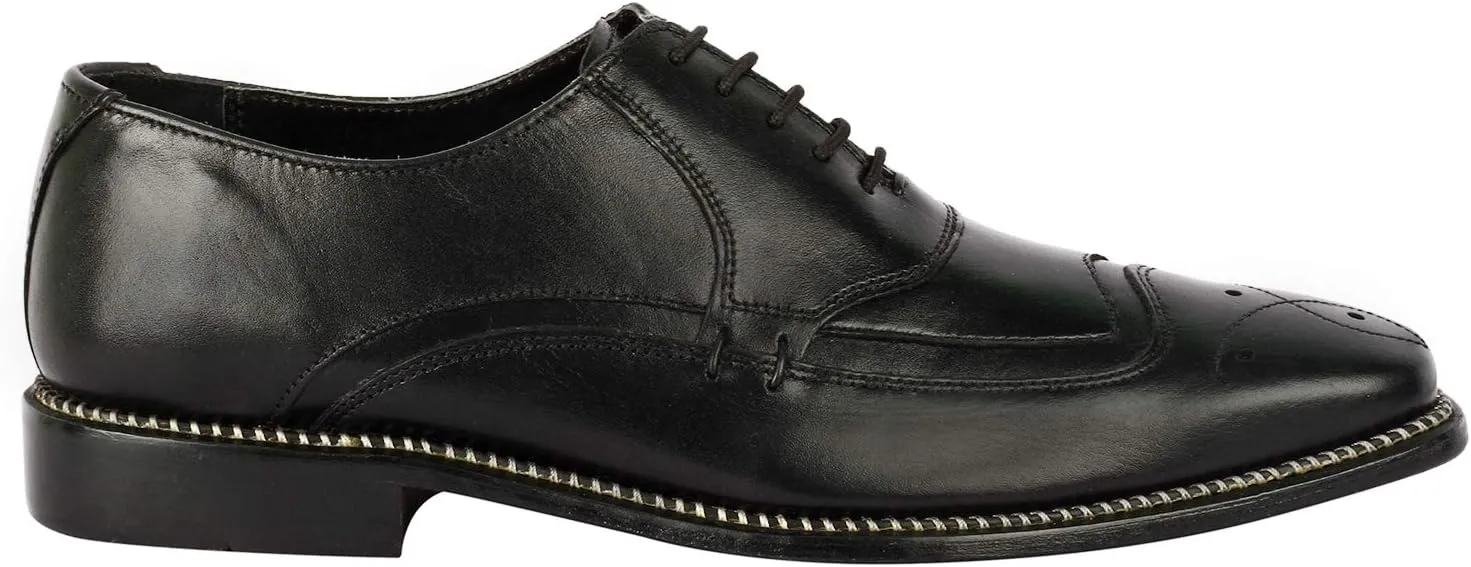 LIBERTYZENO Mens Tread Design Genuine Leather Lace Up Oxford Dress Shoes